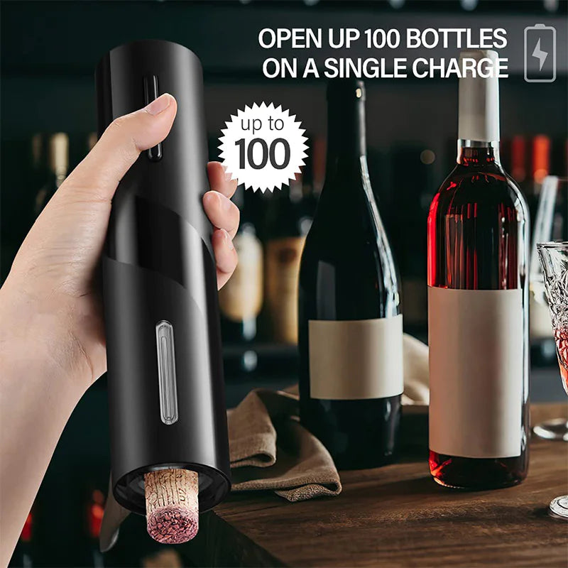 5-in-1 Electric Wine Opener Set – Automatic Corkscrew with Foil Cutter, Vacuum Stopper & Aerator